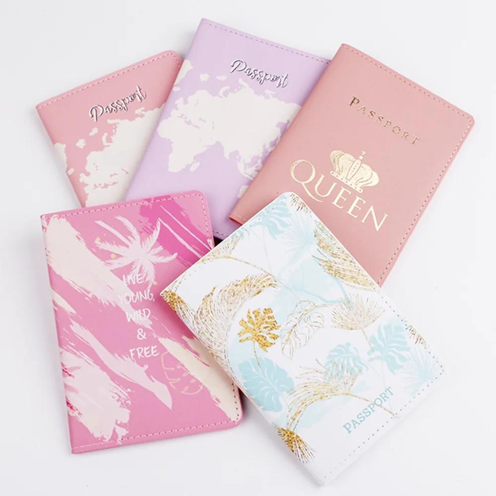 New Color Printed PU Leather Passport Cover Case Bags Travel Women Men Passport Holder ID Card Storage Documents Bag Wallet