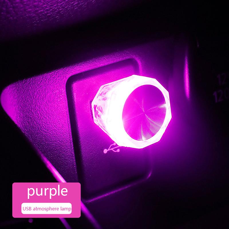 Car Cigarette Lighter USB Atmosphere Light LED Mini Colorful Night Light Wiring-Free Car Interior Lighting Accessories Supplies