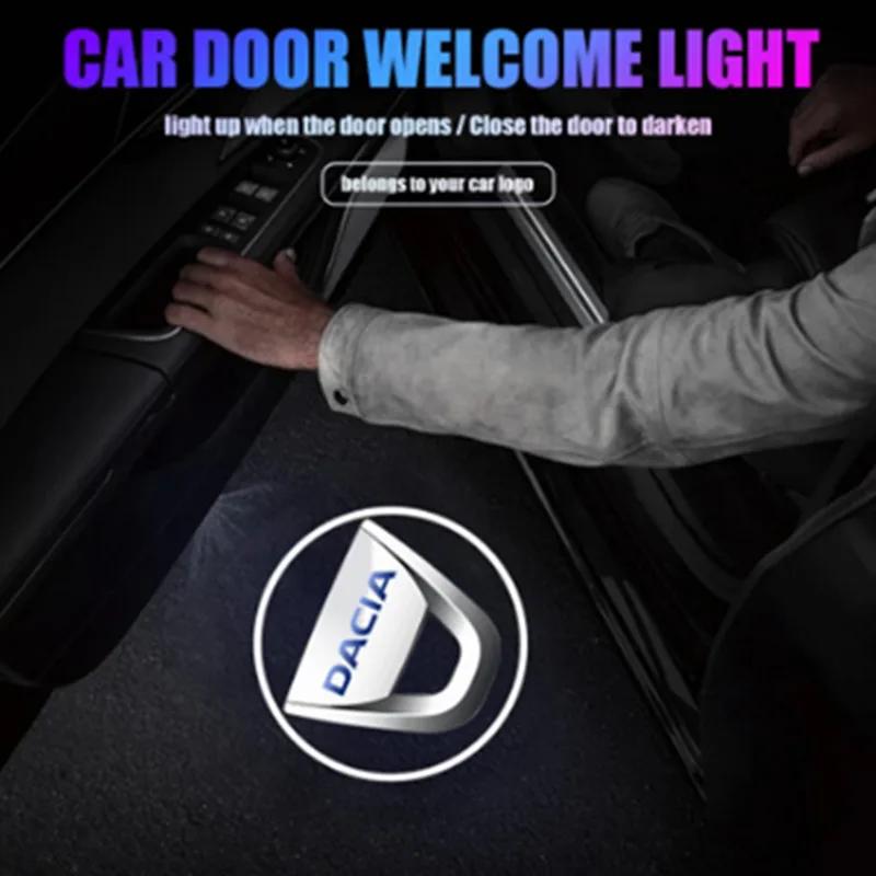 Car Door LED HD Welcome Courtesy Shadow Projector Lamp Logo Lights For Dacia Duster Logan MCV Sandero Stepway GT Car Accessories