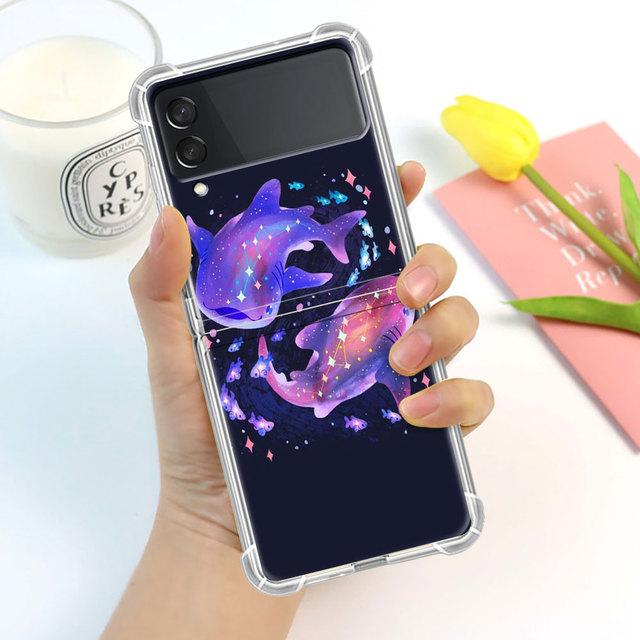 Husă de lux Butterfly Flower pentru Samsung Galaxy Z Flip 3 4 5g Funda Z Flip3 Clear Pc Hard rezistentă la șocuri Coque Shell