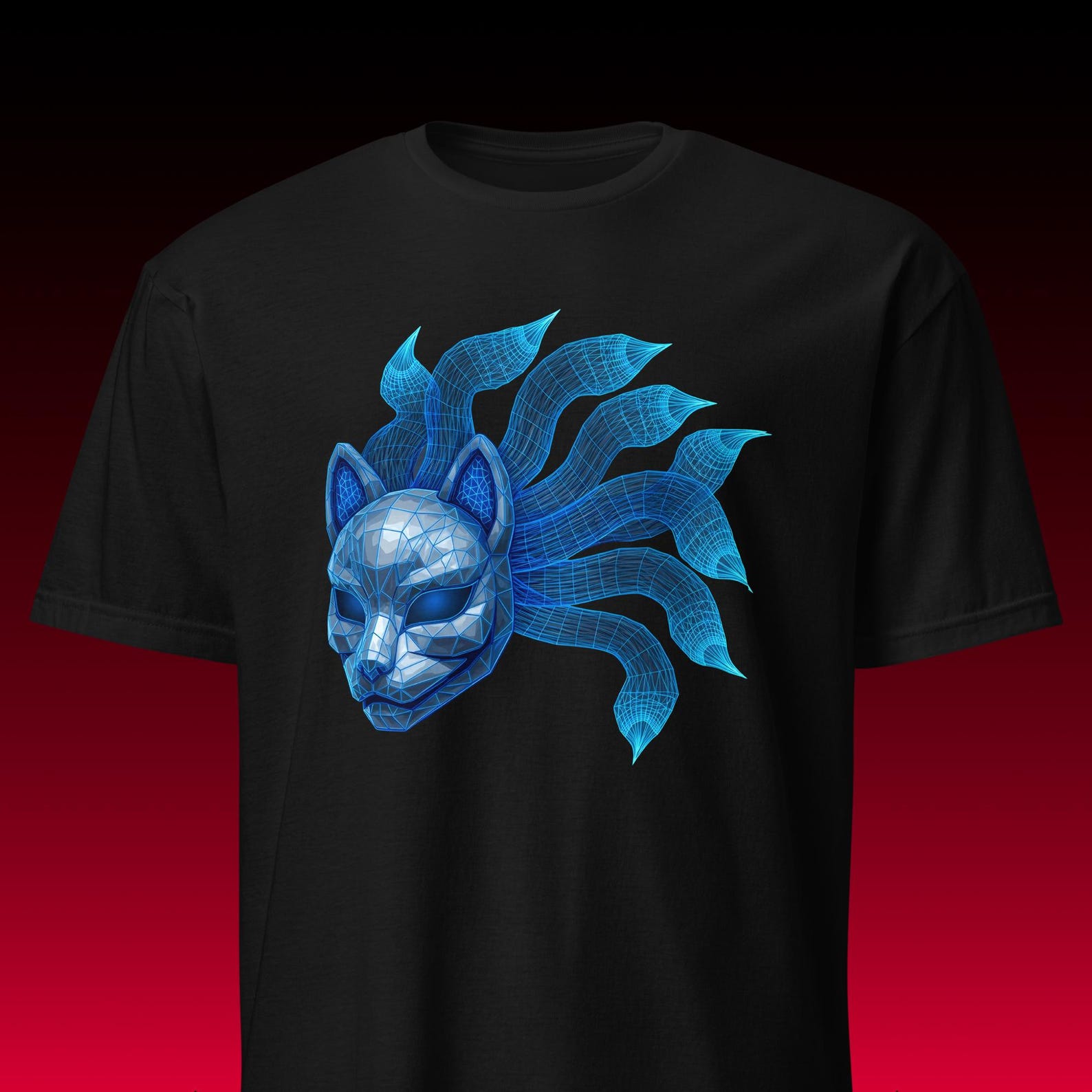 Kitsune Mask Tee | Cyberpunk Nine Tails | Japanese Aesthetic M