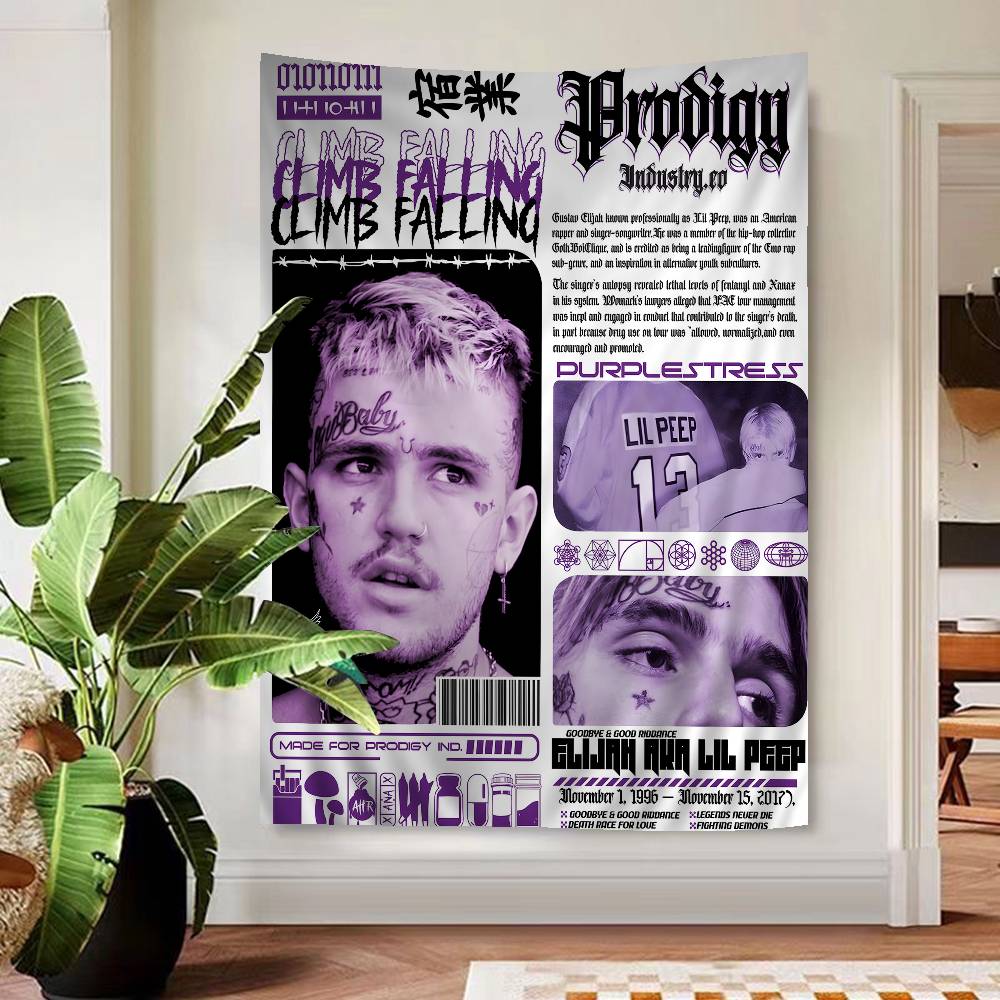 Hip Hop Rapper Lil Peep Printed Large Wall Tapestry Art Science Fiction Room Home Decor Decor Blanket