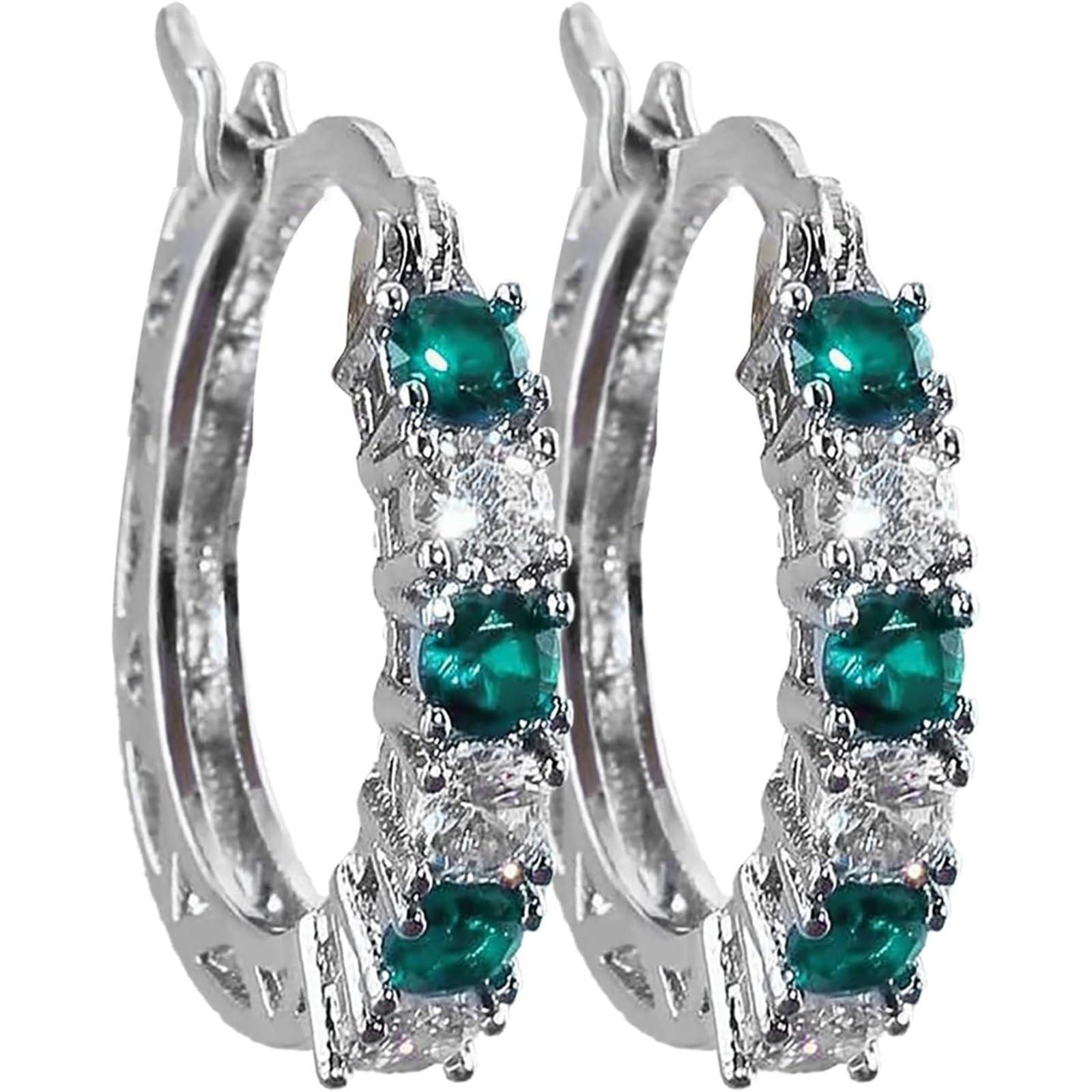 

Модные и элегантные женские аксессуары, серьги с имитацией драгоценных камней One Size зелёный