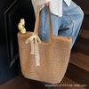 Large capacity bag women's bag 2025 new versatile one-shoulder seaside vacation beach bag woven straw tote bag