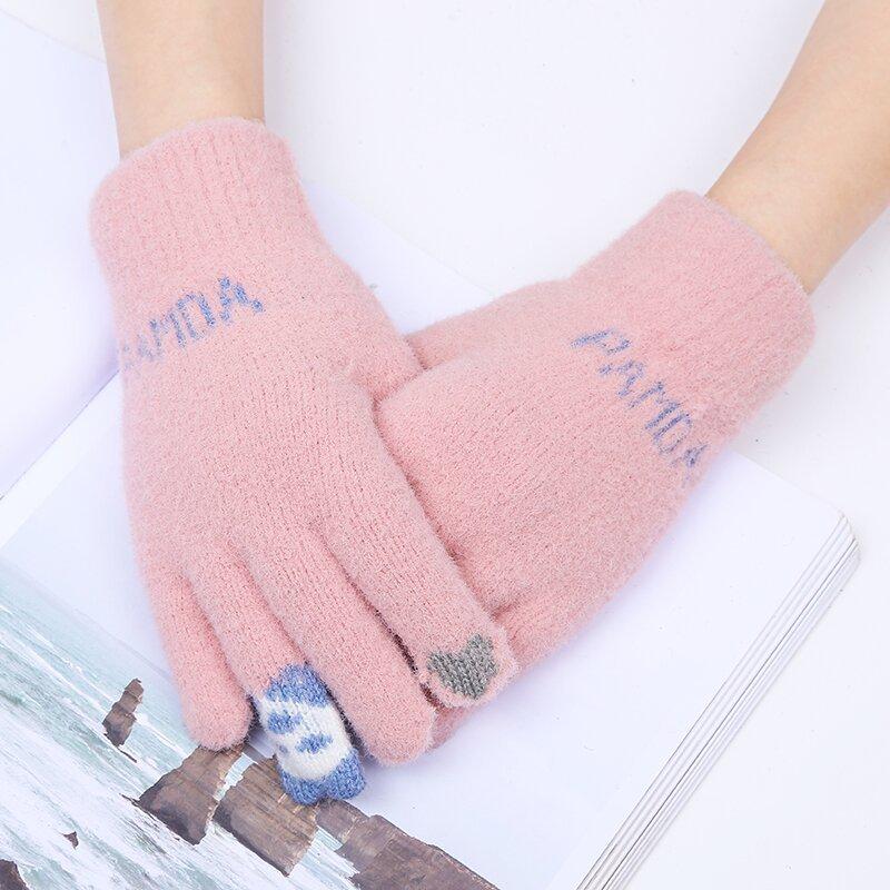 Touchscreen Gloves, Cute, Cartoon Style New Gloves, Plush Knitted Gloves, Added Plush, Warm