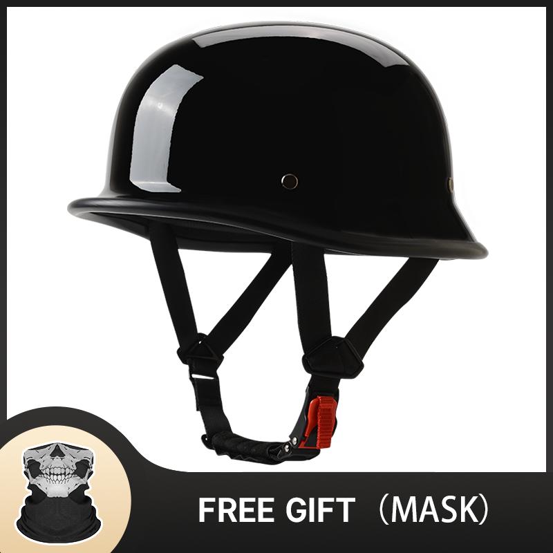 S-4XL German Vintage Motorcycle Cruiser Helmet Half Face Helmet Motorcycle Helmet Bright Black Car-styling DOT ece Approved