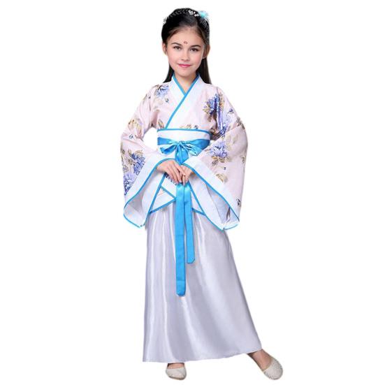 National Costume Tang Dynasty Hanfu for Girls Three-Piece Outfit Top Skirt Belt Traditional Chinese Style Childrens Clothing for New Year Travel