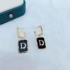 Silver Needle Square Letter D Micro Inlaid New Light Luxury Niche Design Fashionable Earrings for Women .