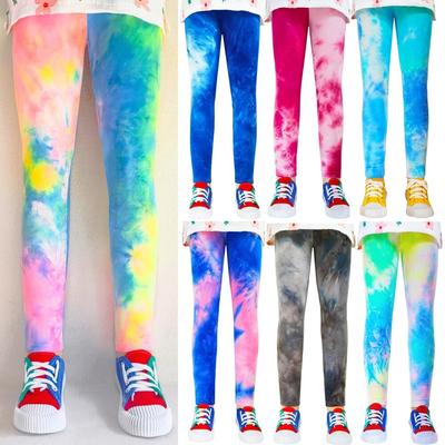 Spring Summer Tie Dye Printing Children Pants Kid's Girls Colorful Elastic Leggings