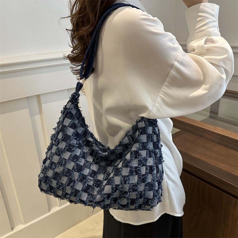 Stilvolle 2024 Neue Canvas Schulter-Crossbody-Tote-Tasche Trendige Handtasche mit großem Fassungsvermögen