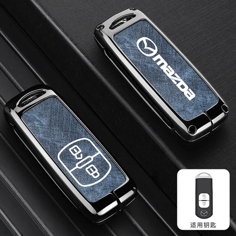2025 Hot Vintage Wash Water Denim Car Key Case Cover For Mazda 2 3 5 6 Axela Atenza Demio CX-3 CX5 CX-7 CX-9 MX-5  2015-2019 Acc
