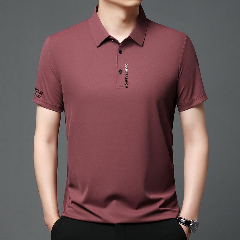 

Waffle Lapel Breathable Short-Sleeved Men S T-Shirt Solid Color Casual Thin Polo Shirt L