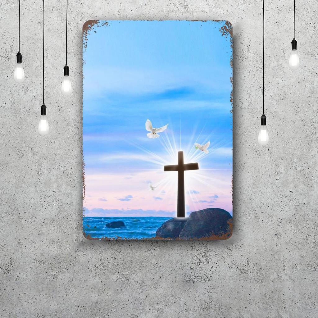 Divine Mercy Jesus Christ Religious Wall Art Print Picture Retro Tin Sign Poster Decorative Plaque Metal Plate Wall Decor