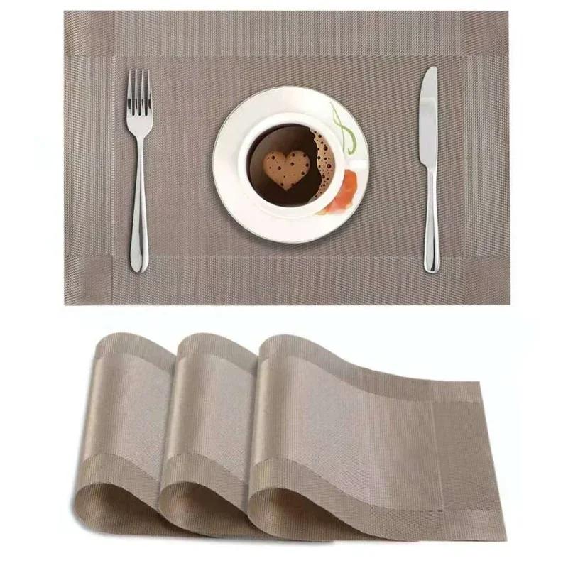 Set of 2 / 1pc PVC Washable Placemats for Dining Table Mat Non-slip Placemat Set In Kitchen Accessories Cup Coaster Wine Pad