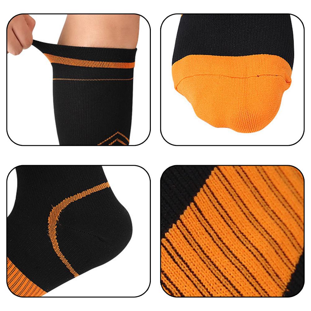 4 Paires Chaussettes de Compression pour Hommes et Femmes Chaussettes Montantes Rayées Chaussettes de Sport pour Athlétisme Extérieur Randonnée Course Cyclisme