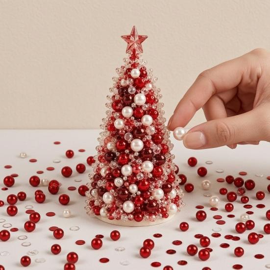 Decorative Bead Tree Assembly Dreamy Beaded Christmas DIY Kit, Handmade Holiday Craft, Multicolor Creative Craft Unique Tabletop Decor for Adults,