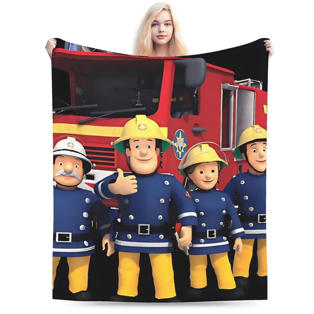Warm BlanketKids Airplane Travel Firemans Sam Throw Blanket Flannel Bedspread For Home Decor Fluffy Sofa Bed Cover