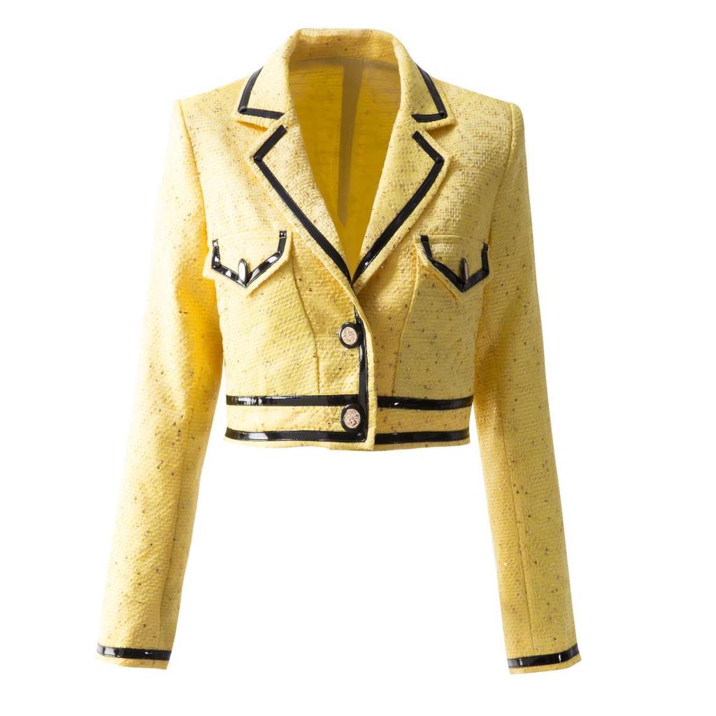 LML Damen Einreihige Kurzreversjacke - Vielseitiges Einfarbiges Langarmdesign