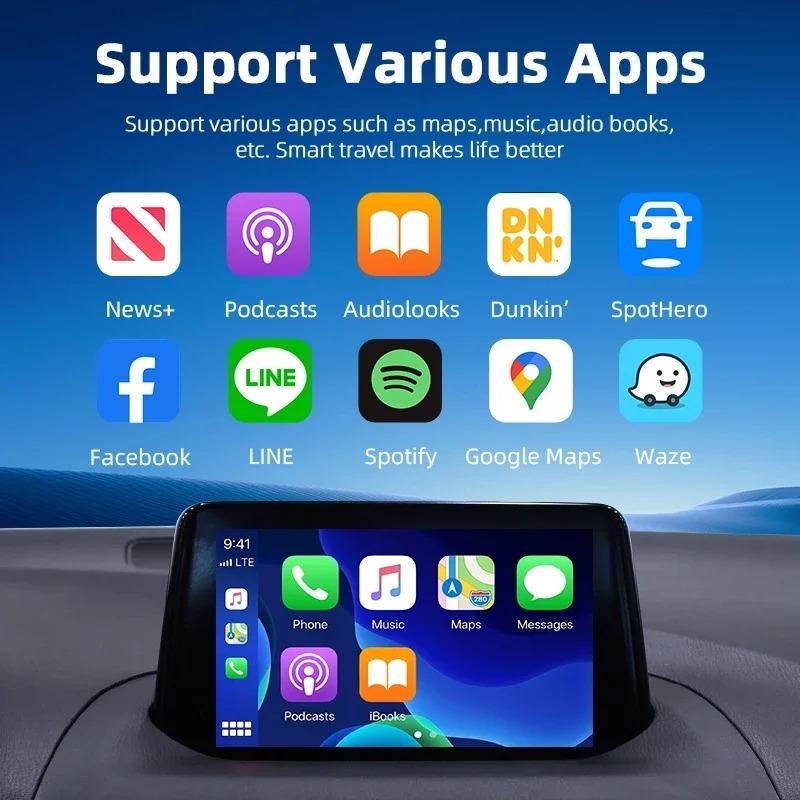 2in1 Wired to Wireless CarPlay Adapter & Android Auto Wireless Adapter Plug & Play WiFi Bluetooth Connect For Wired Carplay Cars