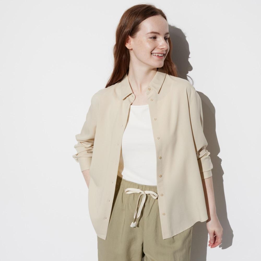 

Блузка UNIQLO из искусственного шелка с длинными рукавами