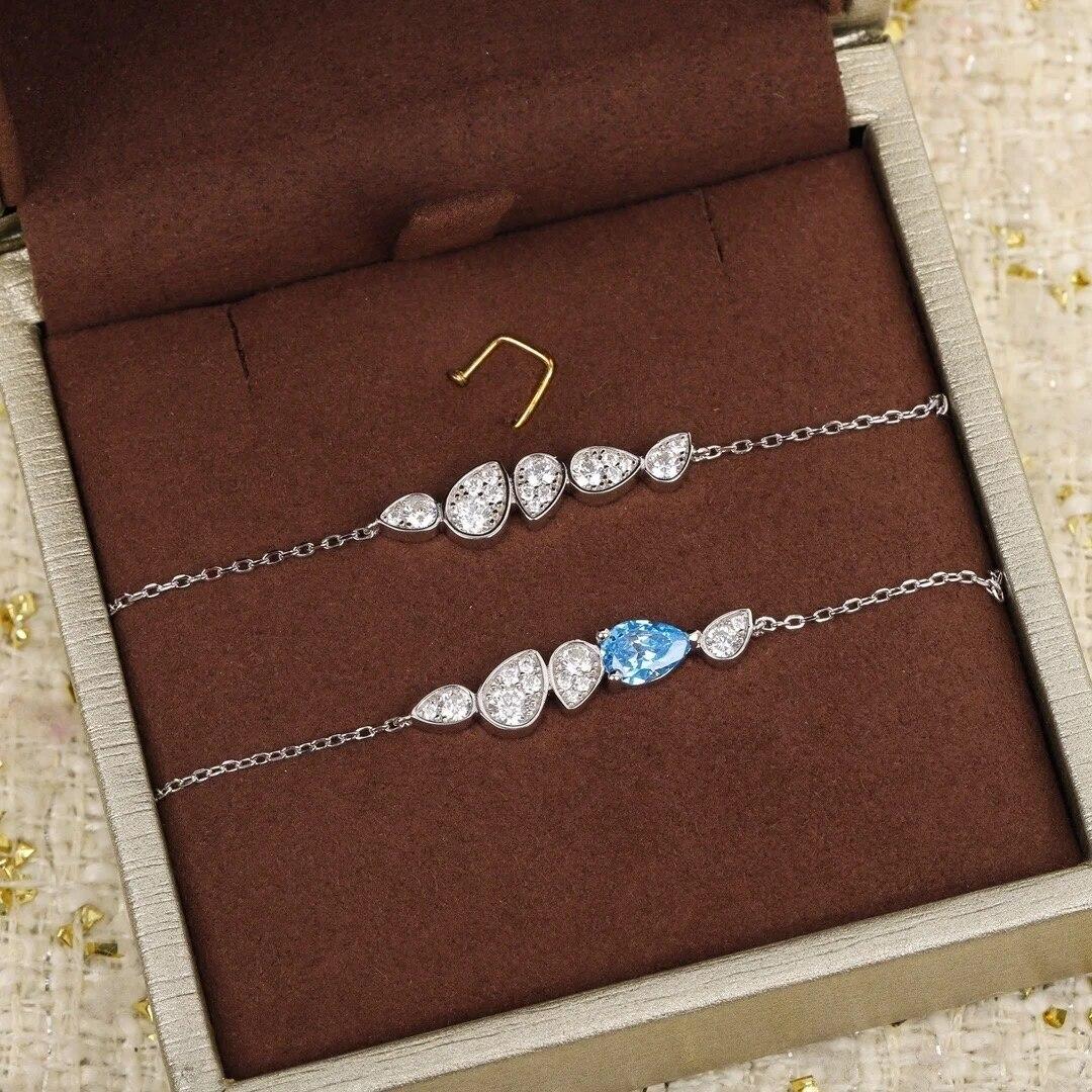 

Новинка 2023 года, тренд, высокое качество, горячая распродажа, европейские известные бренды, ювелирные браслеты для женщин, роскошные браслеты Bule Water Drop Pure S925, серебристый