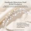 Bridal Hair Band With Rhinestone And Pearl For Wedding Headpiece