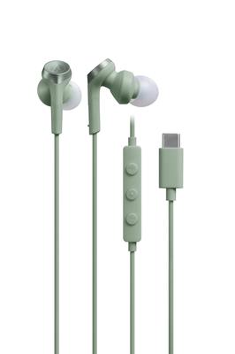 Audio Technica GR Earphones Wired with Microphone USB Heavy Bass Canal Type PC Windows Mac Android Green ATH-CKS330C 1.2m Type-C