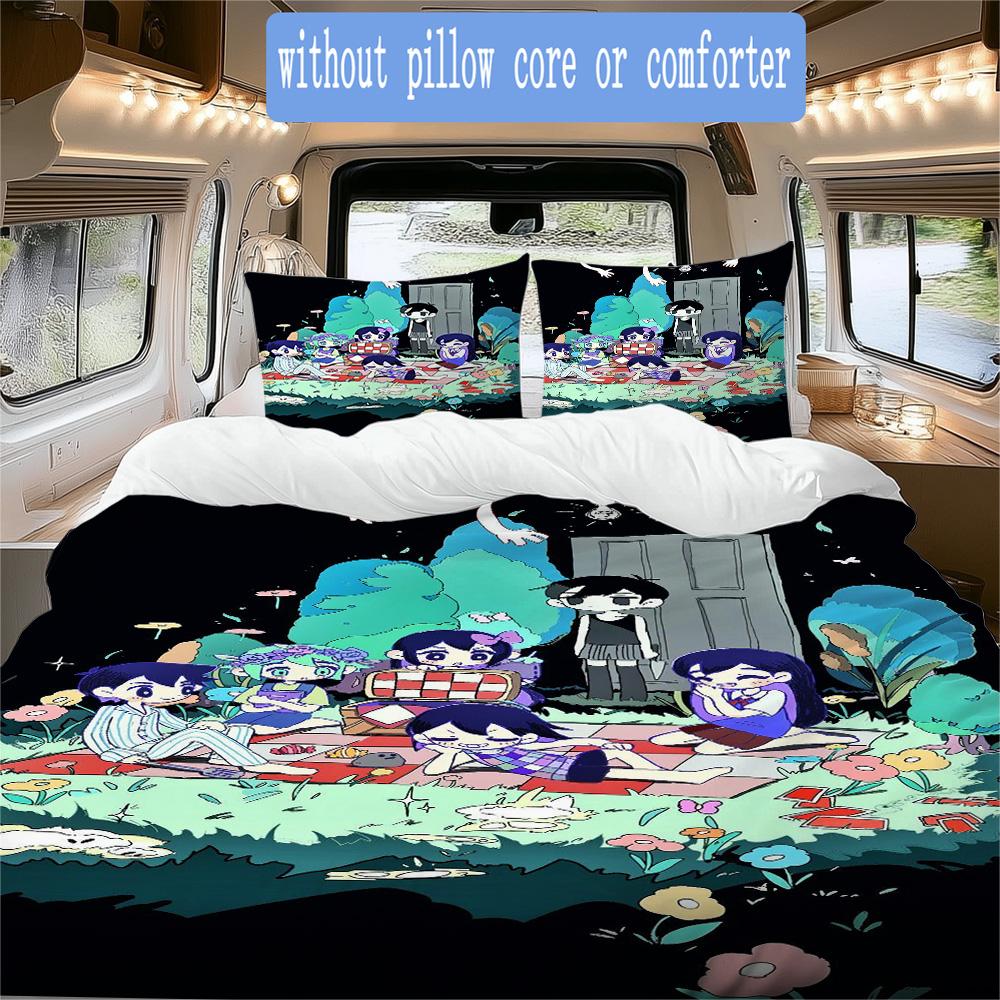 Omori Pattern Bedding,Quilt Set Quilt Cover Pillowcase Home Birthday Gift (1*duvet cover+2*pillowcase,without core)SSJT0917116