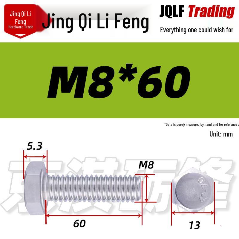 201 Stainless Steel Hex Head Full Thread Bolt: Wear & Corrosion Resistant, M4-M14 for Aerospace Machinery