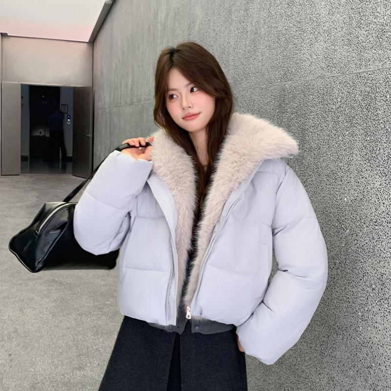 Design Sense Fur Collar Short Down Cotton Clothes Women's Winter Versatile Fashion Temperament Niche Warm Cotton Coat