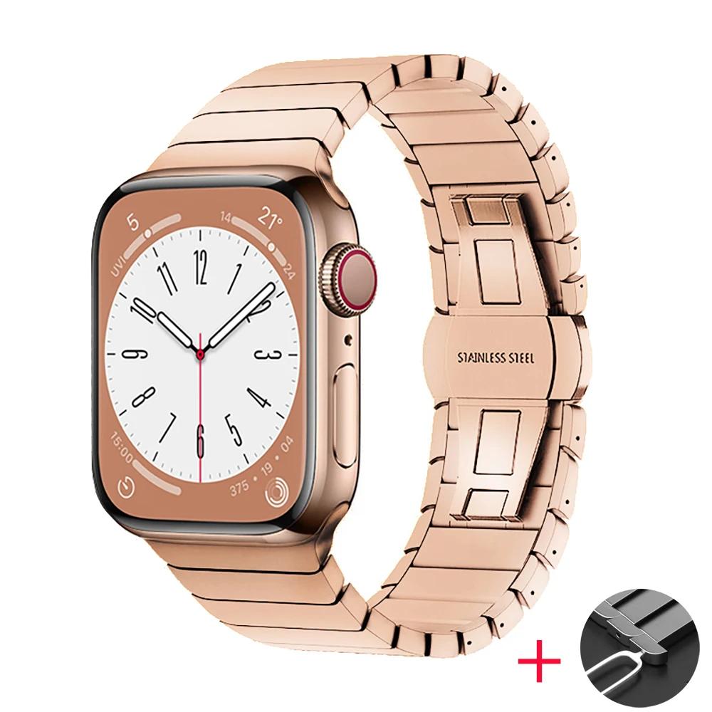 Metal Link Bracelet Strap for Apple Watch Band 45mm 49mm 44mm 41mm 42mm 46mm Stainless Steel Belt iWatch Ultra 11 10 9 8 7 Belt