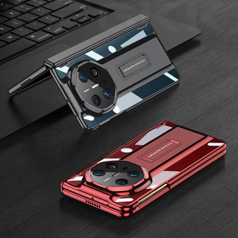 Magnetic Hinge Plating Clear Case For Huawei Mate X6 X5 Front Glass Film Shockproof Stand Transparent Cover For Huawei Mate X3