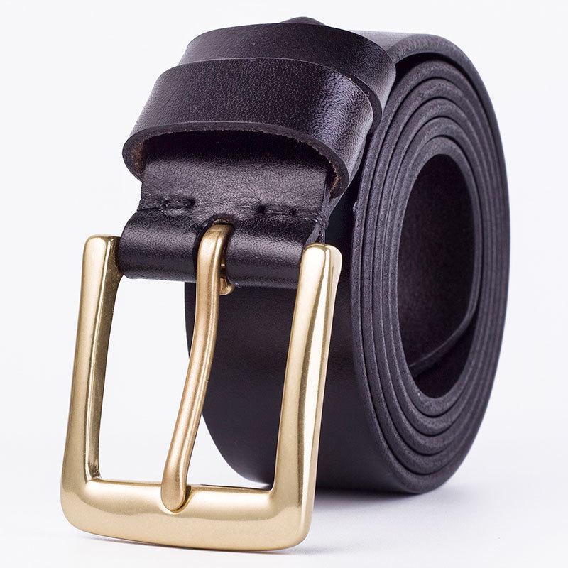Pure Copper Buckle Belt Men'S Genuine Leather First Layer Tree Paste Pure Cowhide Pin Buckle Belt Belt