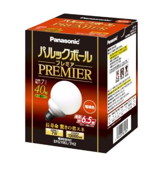 

Panasonic Parlook Ball Premier G10 Type Light Bulb 40 Type Light Bulb Color EFG10EL7H2 Base Diameter 26mm