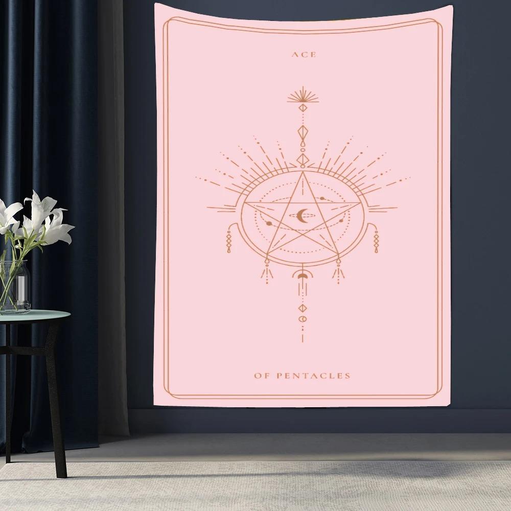 Pink Cartoon Divination Printed Tapestry Office Living Room Tapestry Home Wall Decoration Tapestry