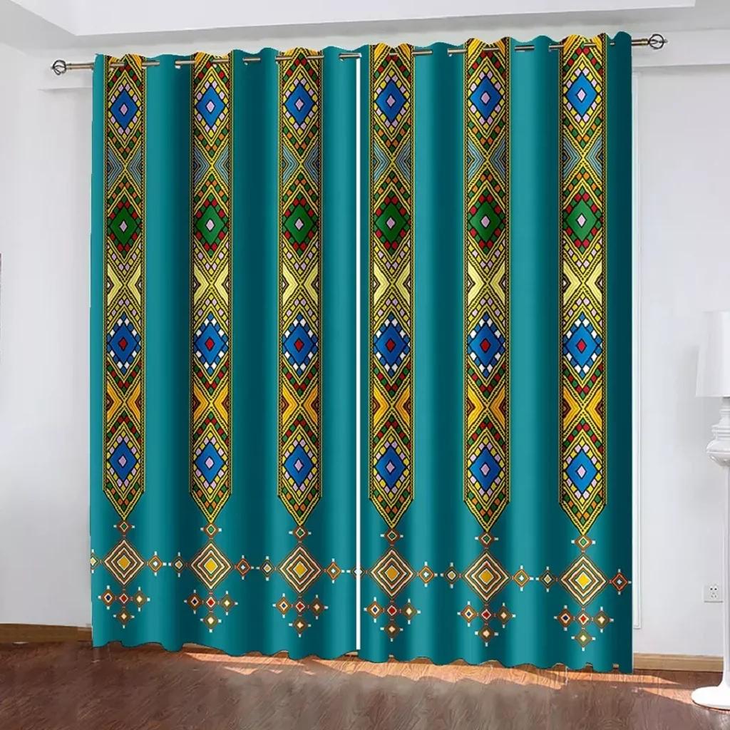 Ethiopian and Eritrean Traditional Curtains for Living Room Set Tilet Design High Quality Polyester Fabric Cortinas