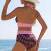 European and American Style Polka Dots Contrasting Colors Split Bikini Swimsuit Women Looking Thin High Waist Sexy Beach Vacation Swimsuit New