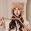Cute bear fleece warm knitted ear hat women winter thickened cycling skiing plush pullover tide