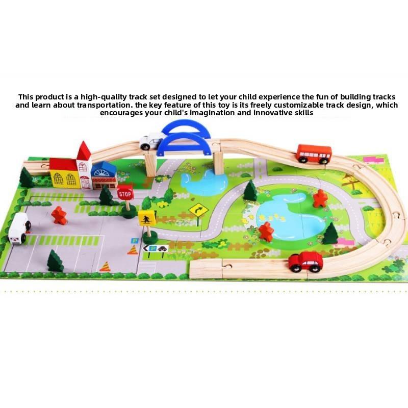 Wooden City Transit Track Building Blocks For Kids Diy Creative Play Set