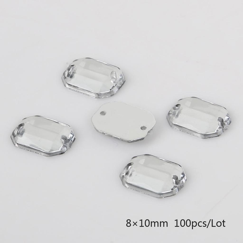 Kulaté mnohostranné akrylové kamínky s plochou zadní stranou a dvěma otvory pro DIY šperkové doplňky