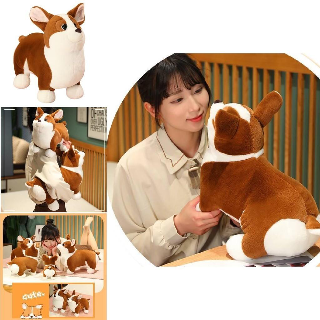 Cute Plush Corgi Dog Toy Soft And Huggable Stuffed Animal For Kids And Pets Brown And White Color 23cm