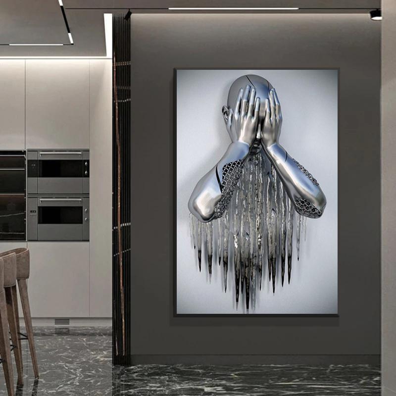 Metall Figur Statue Kunst Leinwand Malerei Romantische Abstrakte Poster und Drucke Liebhaber Wand Bilder Moderne Wohnzimmer Wohnkultur