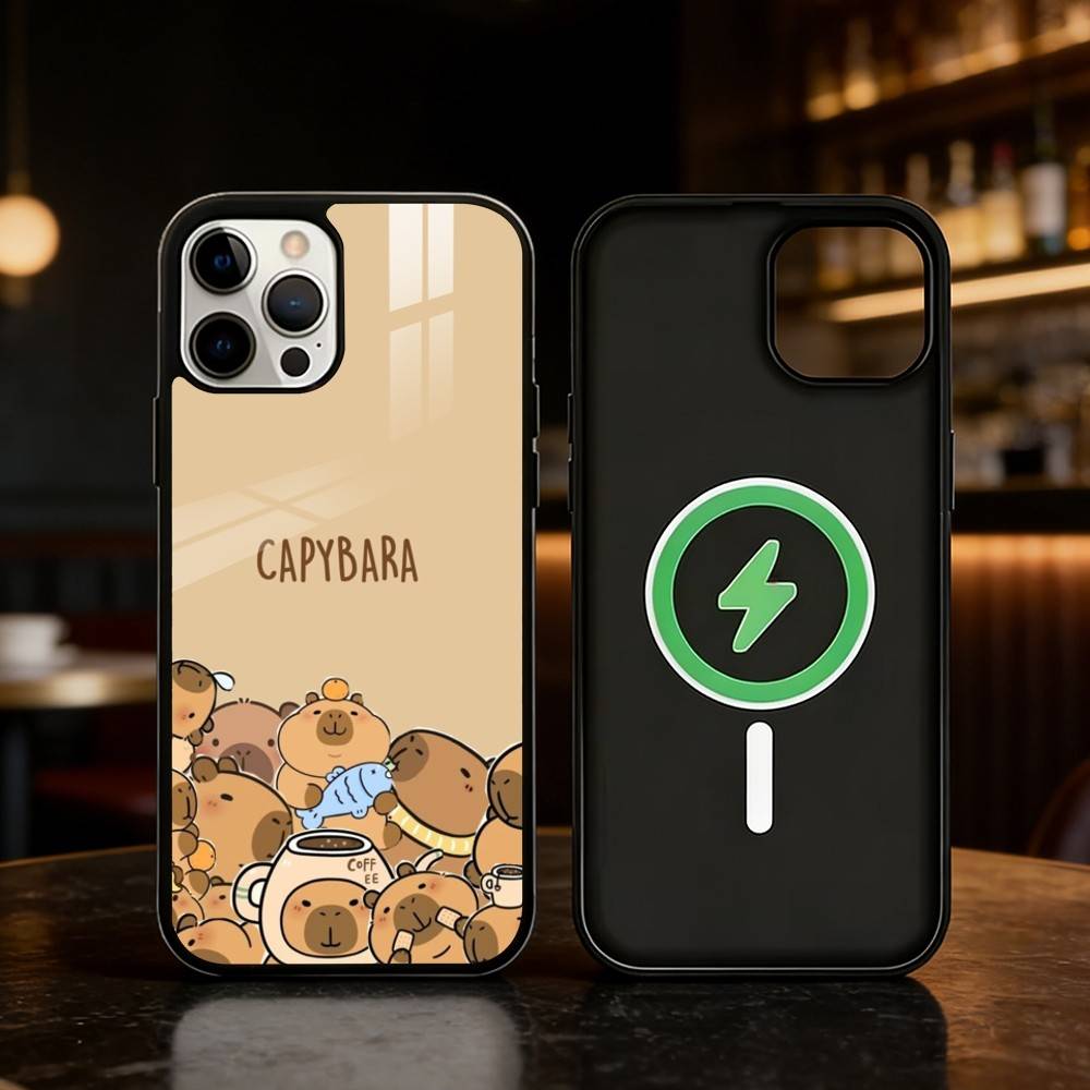 Cute Capybara Groundhog Phone Case For iPhone 17 16 15 14 13 12 Pro Max Plus for Mirror Wireless Magnetic Cover
