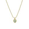 French Retro Clavicle Chain Necklace: 18k Gold-Plated Titanium Steel with Cat's Eye Oval Pendant for Women
