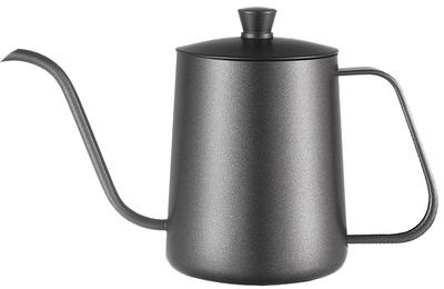 Cafetière à filtre 600 ml, à col étroit, pour 2 à 3 personnes, en acier inoxydable, idéale pour les cafés, le camping et les activités de plein air. Couleur : noir.