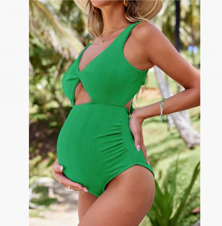 Pregnant Women One-Piece Smiwear Bathing Suit Solid Color Hollow-Out Beach Swimsuits European Bikini Premama Swimwears