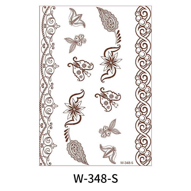 Indian Lace Tattoo Sticker Reddish-Brown Waterproof Tattoo Sticker