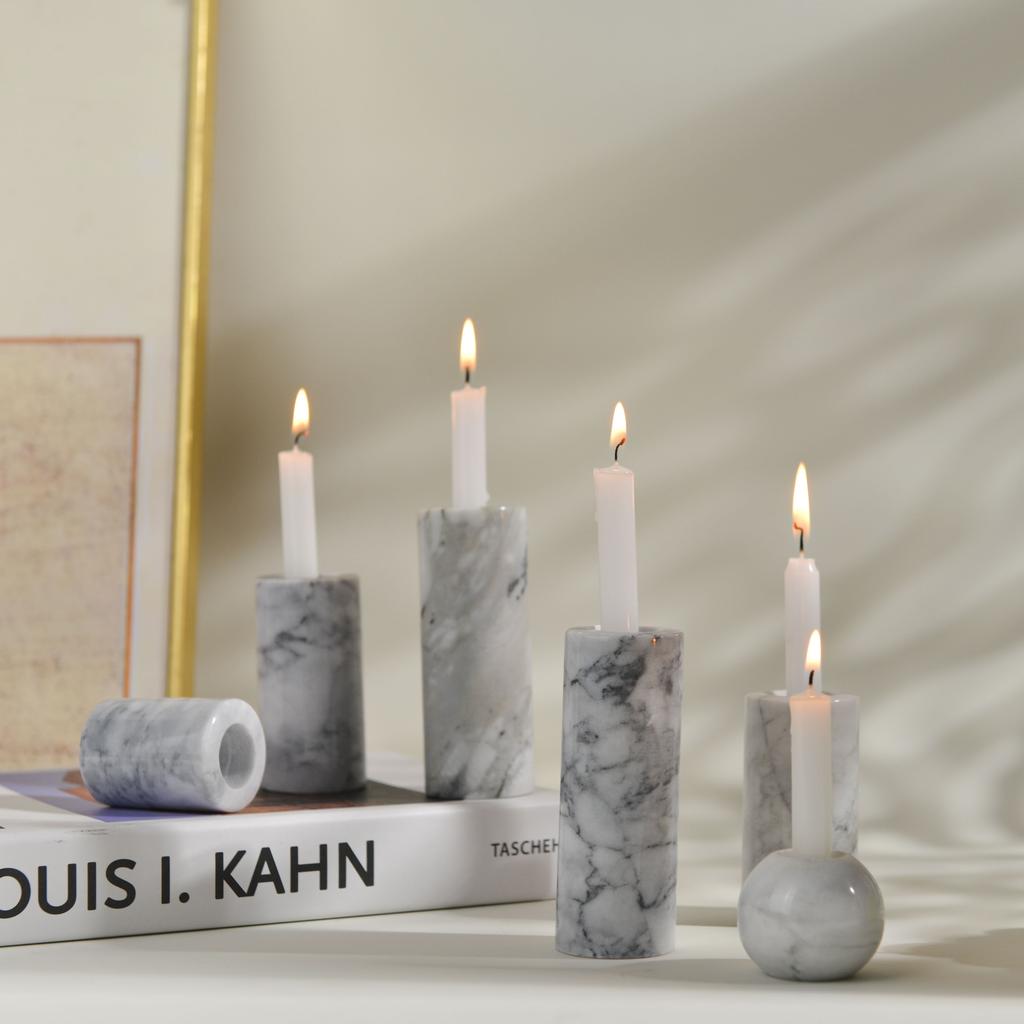Creative Natural Stone Candlestick Holder for Christmas Birthday Party Dinning Table Centerpiece Marble Candlestick Pillar