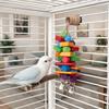 Multi Colored Parrot Chew Toys Bite Resistant Hanging Rainbow Bite String Blocks with Bells Parrot Standing Branches Training