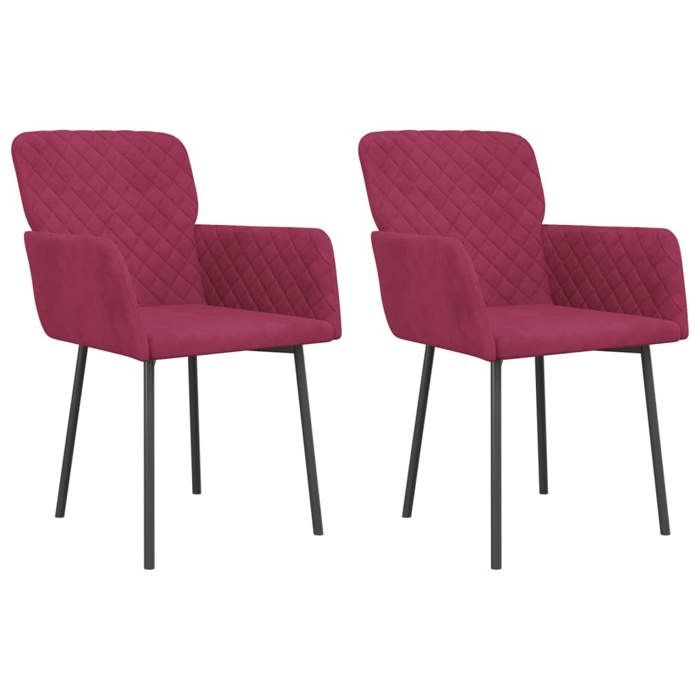 VidaXL Chaises de salle à manger 2 pcs Rouge bordeaux Velours 344784